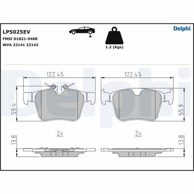 Brake Pad Set, disc brake DELPHI LP5025EV