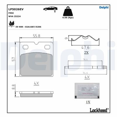 Brake Pad Set, disc parking brake DELPHI LP5026EV