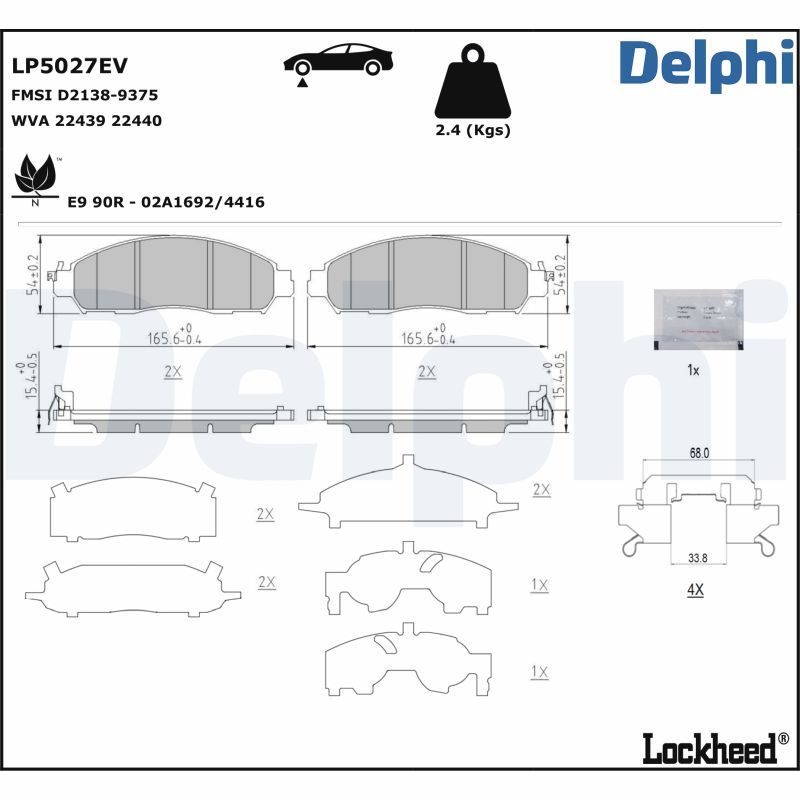 DELPHI LP5027EV Brake Pad Set, disc brake