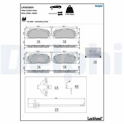 Brake Pad Set, disc brake DELPHI LP5030EV