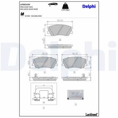 Brake Pad Set, disc brake DELPHI LP5031EV