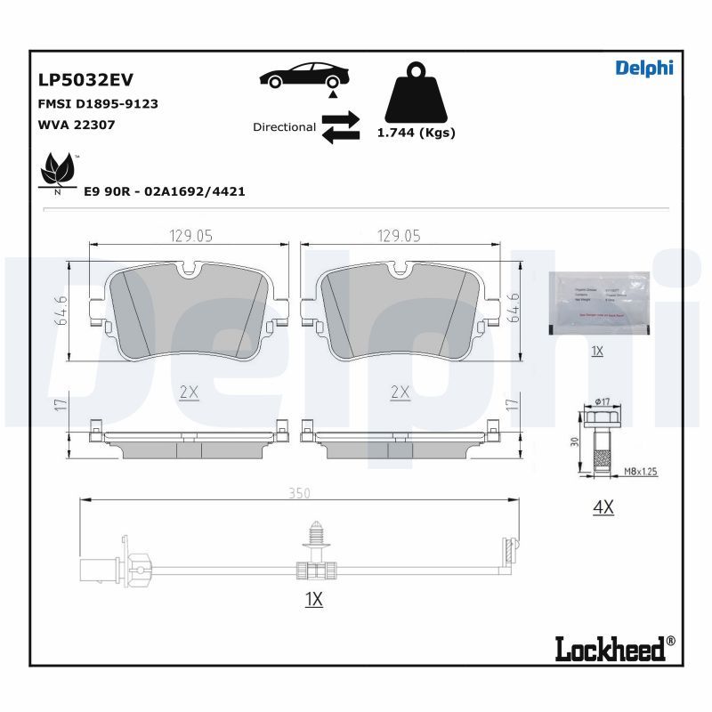 DELPHI LP5032EV Brake Pad Set, disc brake