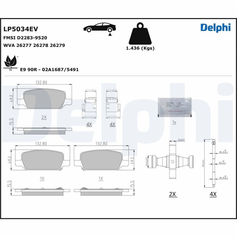 DELPHI LP5034EV Brake Pad Set, disc brake