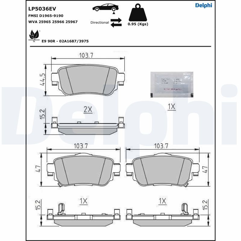 DELPHI LP5036EV Brake Pad Set, disc brake