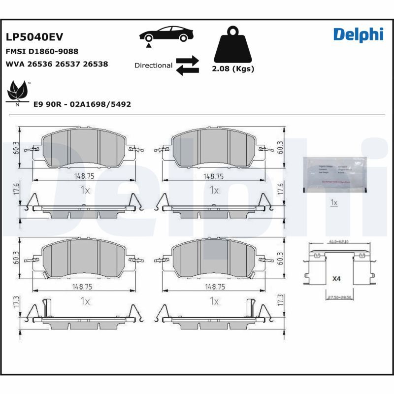 DELPHI LP5040EV Brake Pad Set, disc brake