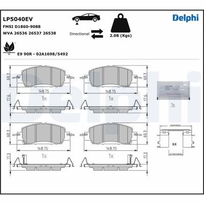 Brake Pad Set, disc brake DELPHI LP5040EV