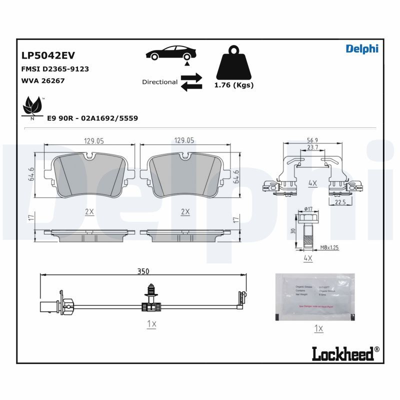 DELPHI LP5042EV Brake Pad Set, disc brake