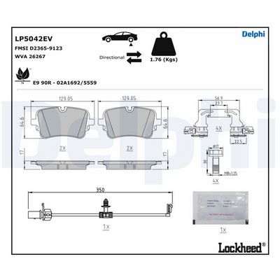 Brake Pad Set, disc brake DELPHI LP5042EV