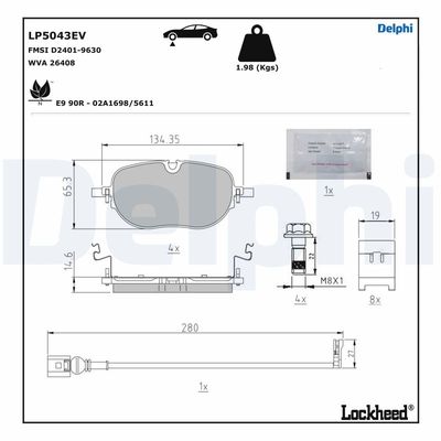 Brake Pad Set, disc brake DELPHI LP5043EV