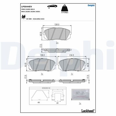 Brake Pad Set, disc brake DELPHI LP5044EV
