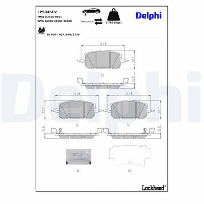 Brake Pad Set, disc brake DELPHI LP5045EV