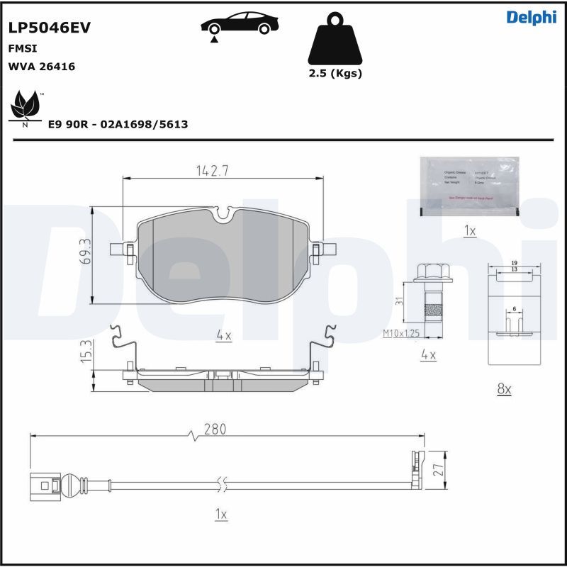 DELPHI LP5046EV Brake Pad Set, disc brake