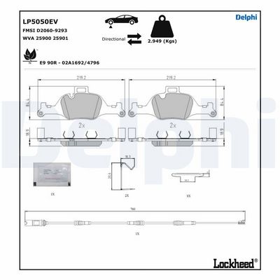 Brake Pad Set, disc brake DELPHI LP5050EV