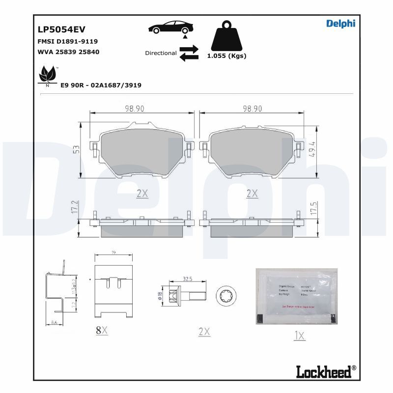 DELPHI LP5054EV Brake Pad Set, disc brake