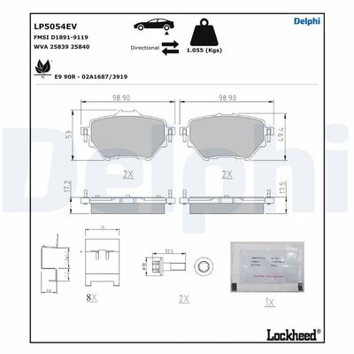 Brake Pad Set, disc brake DELPHI LP5054EV