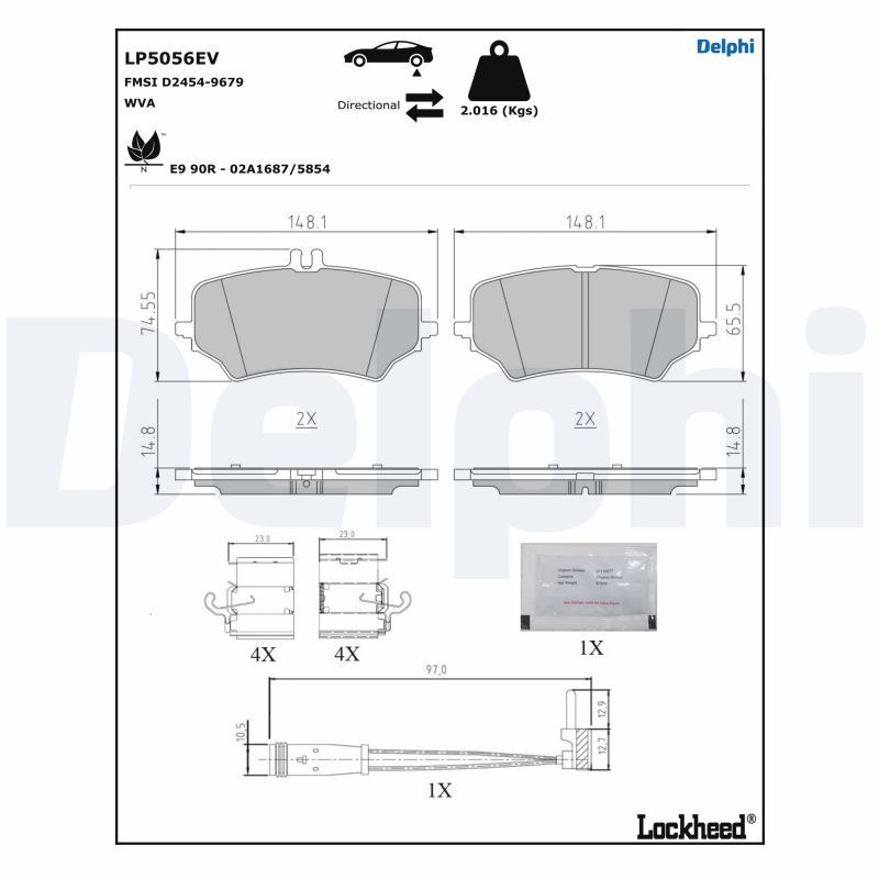 DELPHI LP5056EV Brake Pad Set, disc brake