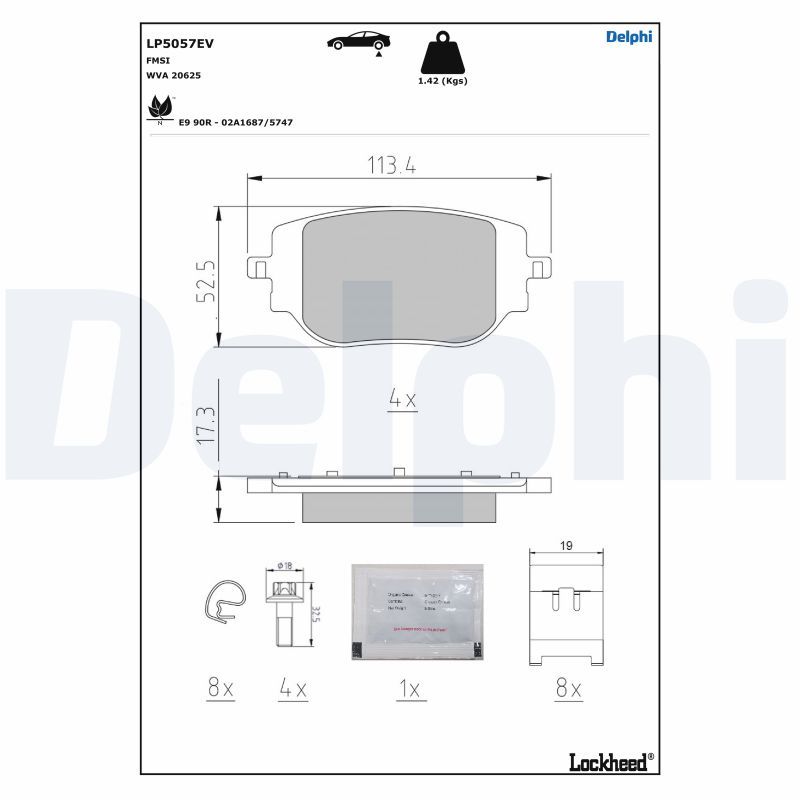 DELPHI LP5057EV Brake Pad Set, disc brake
