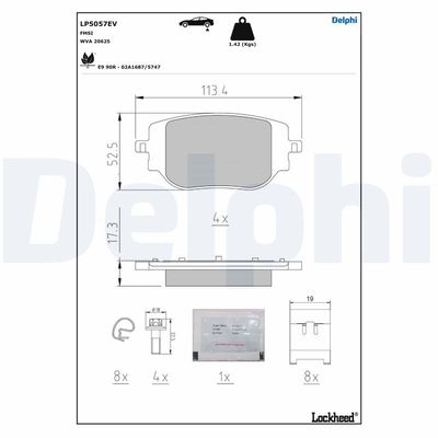 Brake Pad Set, disc brake DELPHI LP5057EV