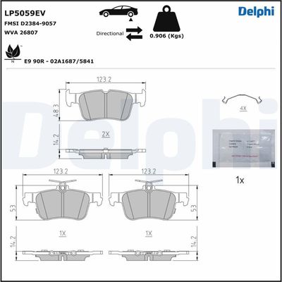 Brake Pad Set, disc brake DELPHI LP5059EV