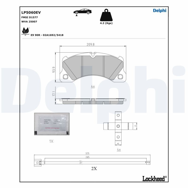 DELPHI LP5060EV Brake Pad Set, disc brake