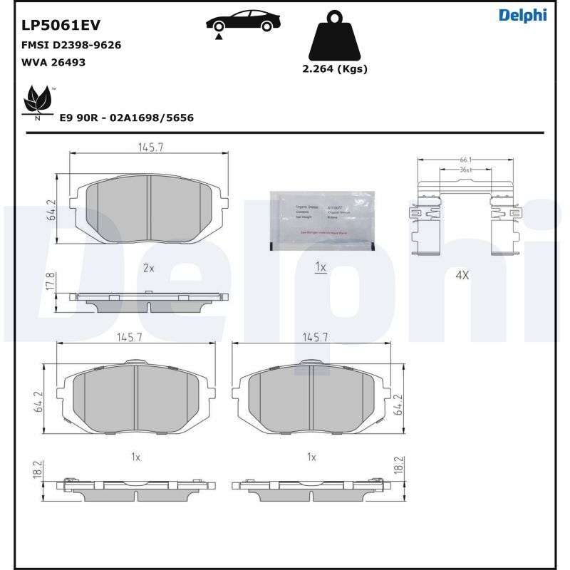 DELPHI LP5061EV Brake Pad Set, disc brake