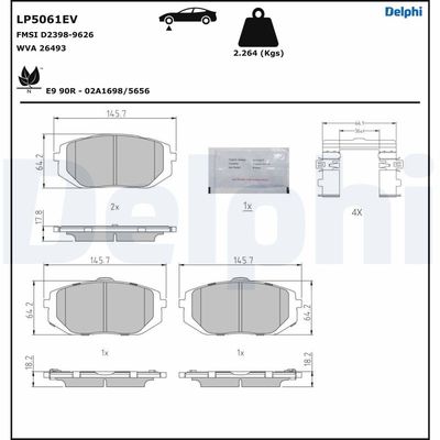 Brake Pad Set, disc brake DELPHI LP5061EV