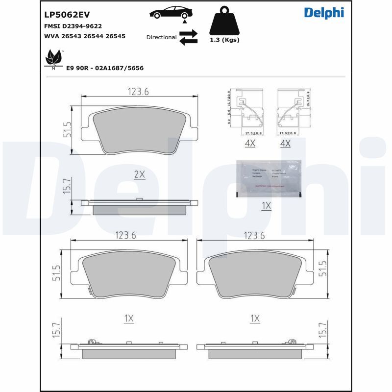 DELPHI LP5062EV Brake Pad Set, disc brake