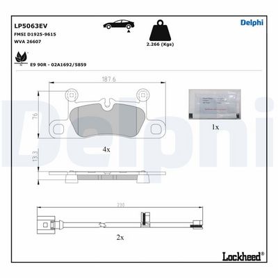 Brake Pad Set, disc brake DELPHI LP5063EV