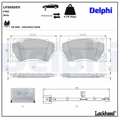 Brake Pad Set, disc brake DELPHI LP5065EV