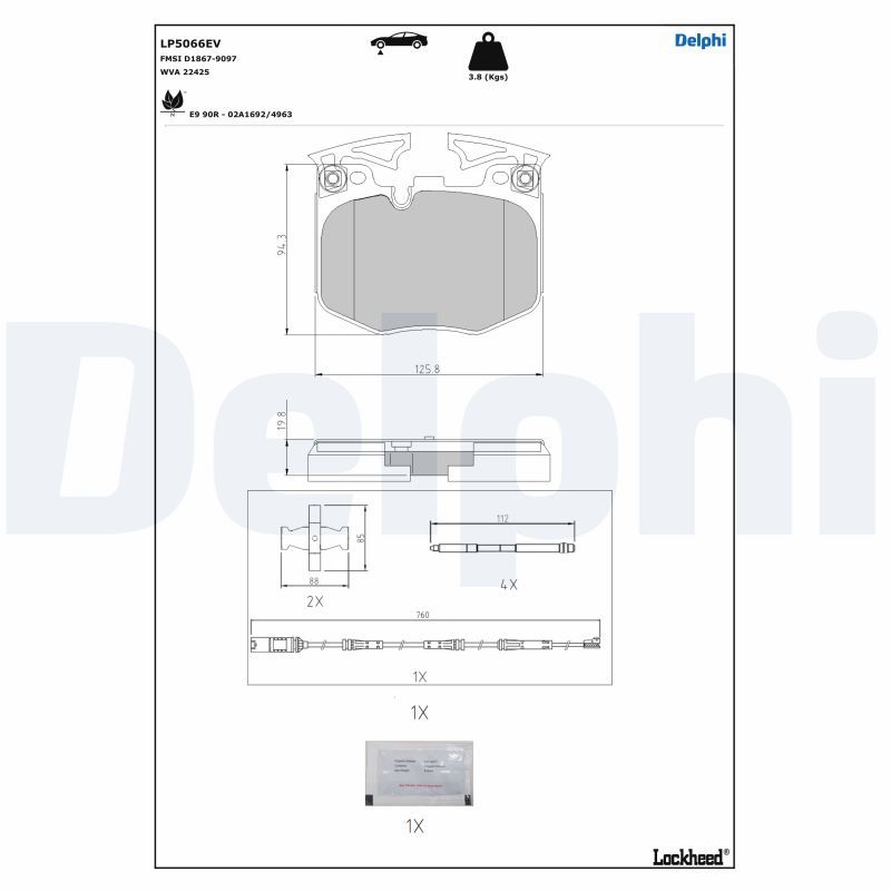 DELPHI LP5066EV Brake Pad Set, disc brake