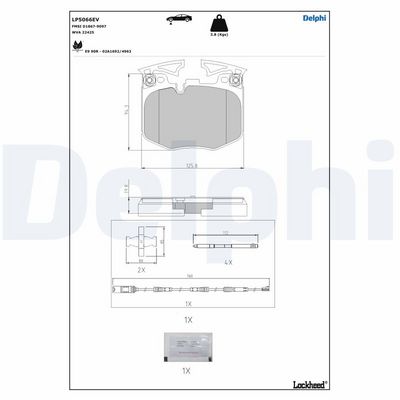 Brake Pad Set, disc brake DELPHI LP5066EV
