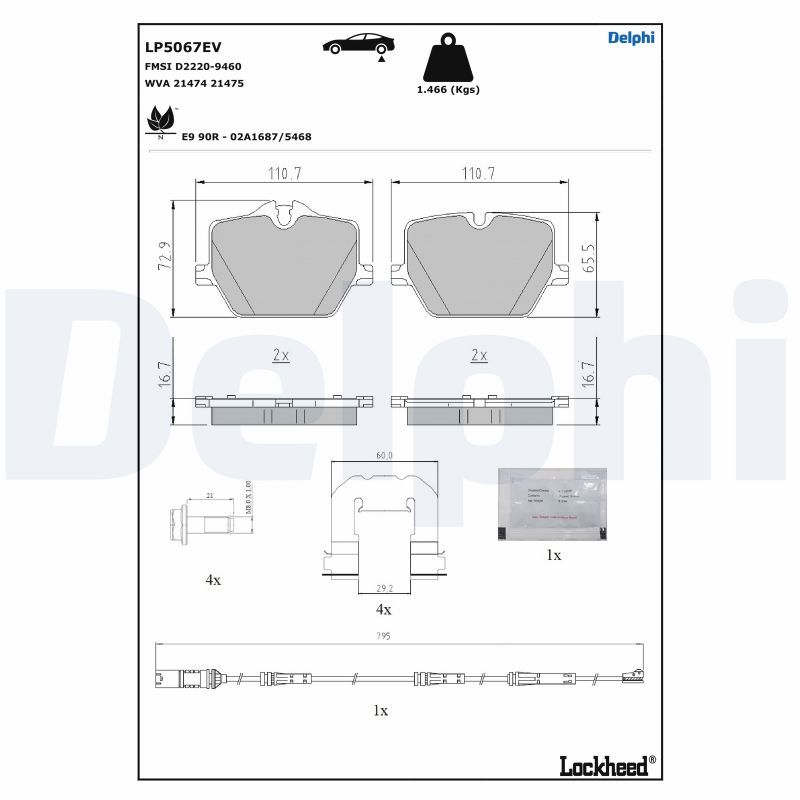 DELPHI LP5067EV Brake Pad Set, disc brake