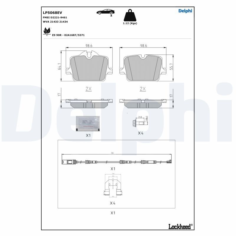 DELPHI LP5068EV Brake Pad Set, disc brake
