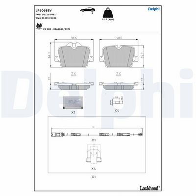 Brake Pad Set, disc brake DELPHI LP5068EV