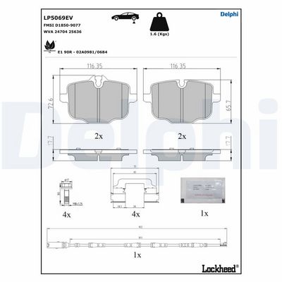 Brake Pad Set, disc brake DELPHI LP5069EV