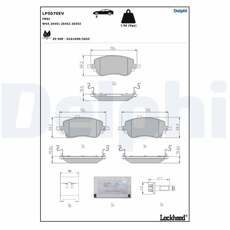 DELPHI LP5070EV Brake Pad Set, disc brake