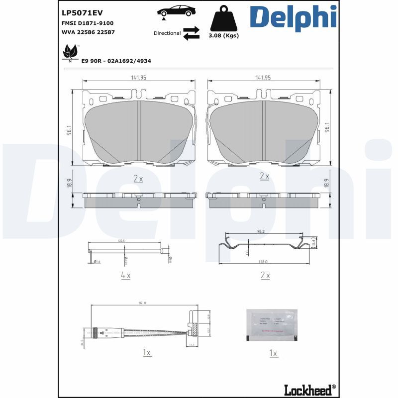 DELPHI LP5071EV Brake Pad Set, disc brake