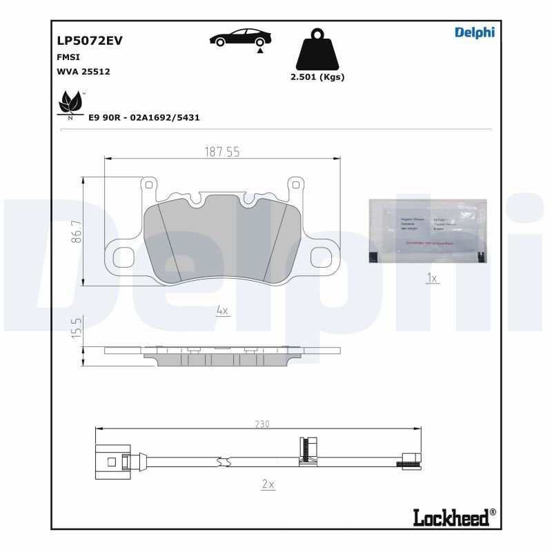 DELPHI LP5072EV Brake Pad Set, disc brake