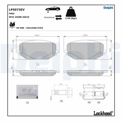Brake Pad Set, disc brake DELPHI LP5073EV