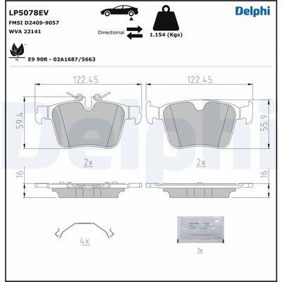 Brake Pad Set, disc brake DELPHI LP5078EV