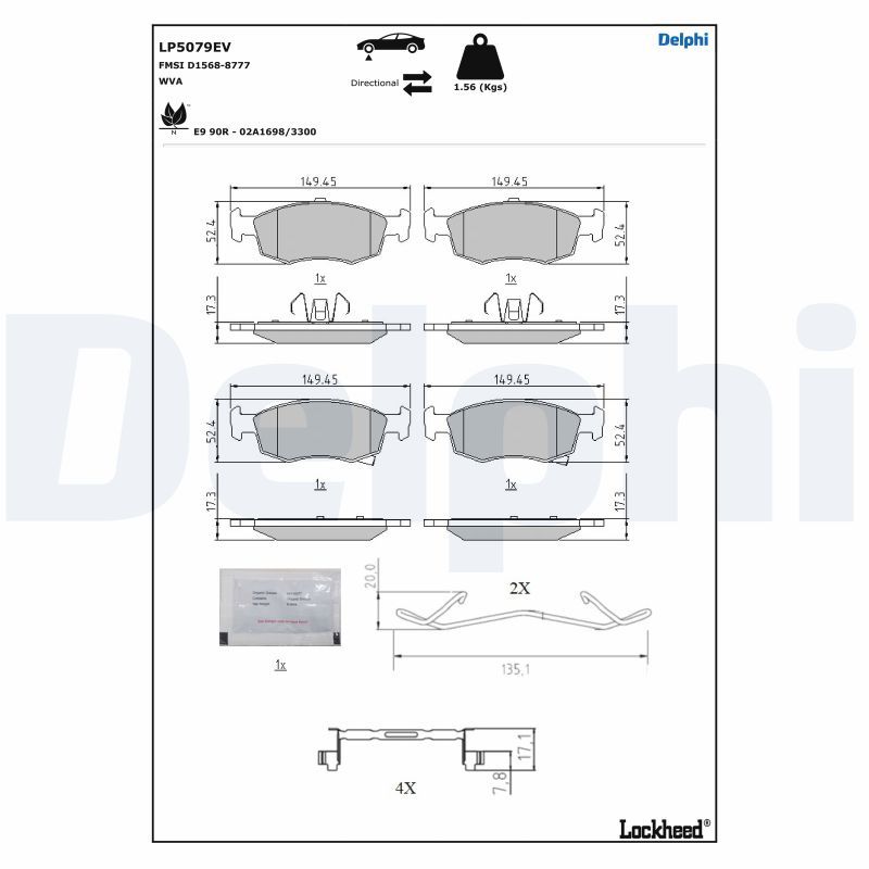 DELPHI LP5079EV Brake Pad Set, disc brake