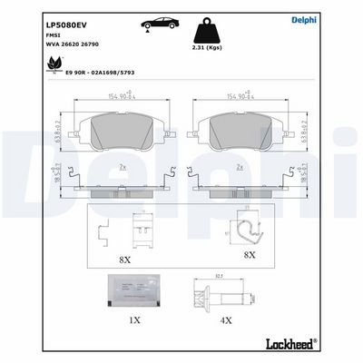 Brake Pad Set, disc brake DELPHI LP5080EV
