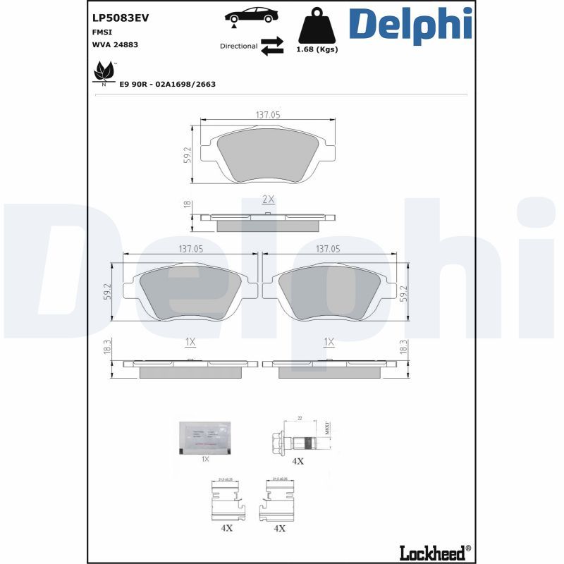 DELPHI LP5083EV Brake Pad Set, disc brake