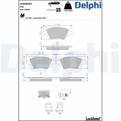 Brake Pad Set, disc brake DELPHI LP5083EV