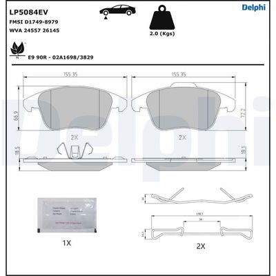 Brake Pad Set, disc brake DELPHI LP5084EV