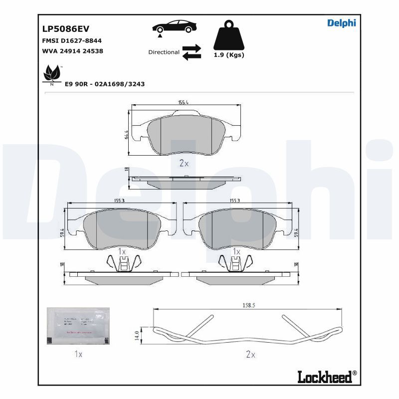 DELPHI LP5086EV Brake Pad Set, disc brake