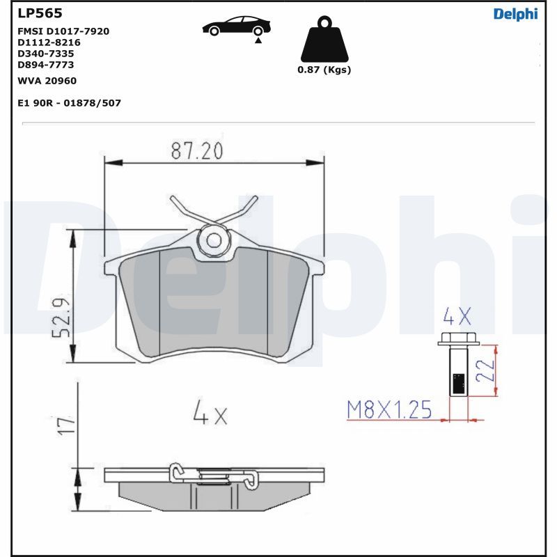 DELPHI LP565 Brake Pad Set, disc brake