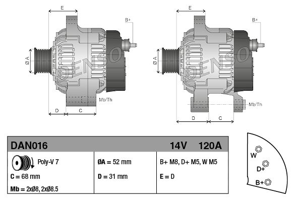 DENSO DAN016 Alternator