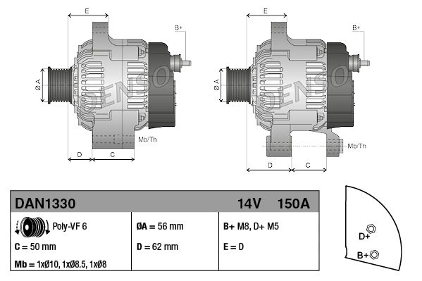 DENSO DAN1330 Alternator