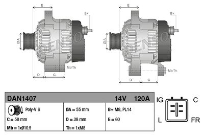 Alternator DENSO DAN1407